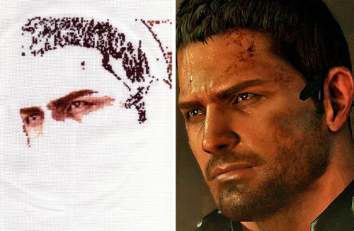 WIP of my current Cross Stitch project:Chris Redfield - Resident Evil 6 (first sequence / chapter 3 