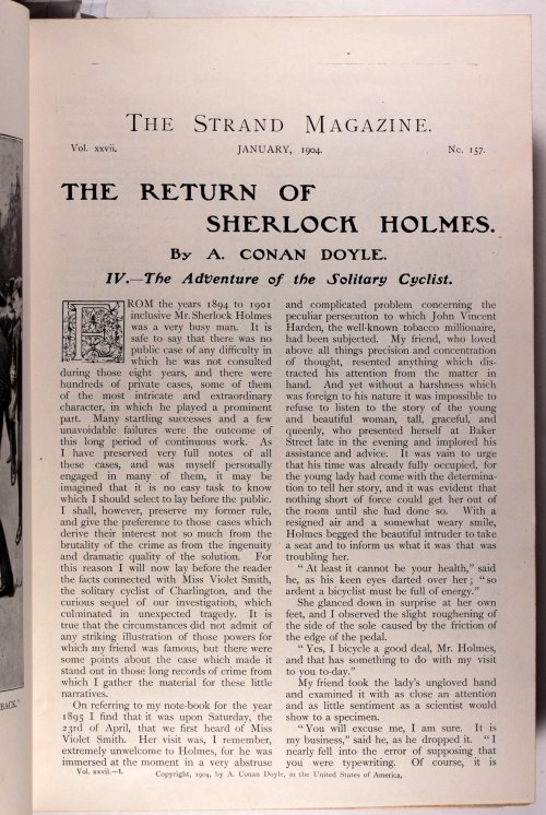 Part IV The Return of Sherlock Holmes - Arthur Conan DoyleFirst Printing Jan 1904, The Strand Magazi