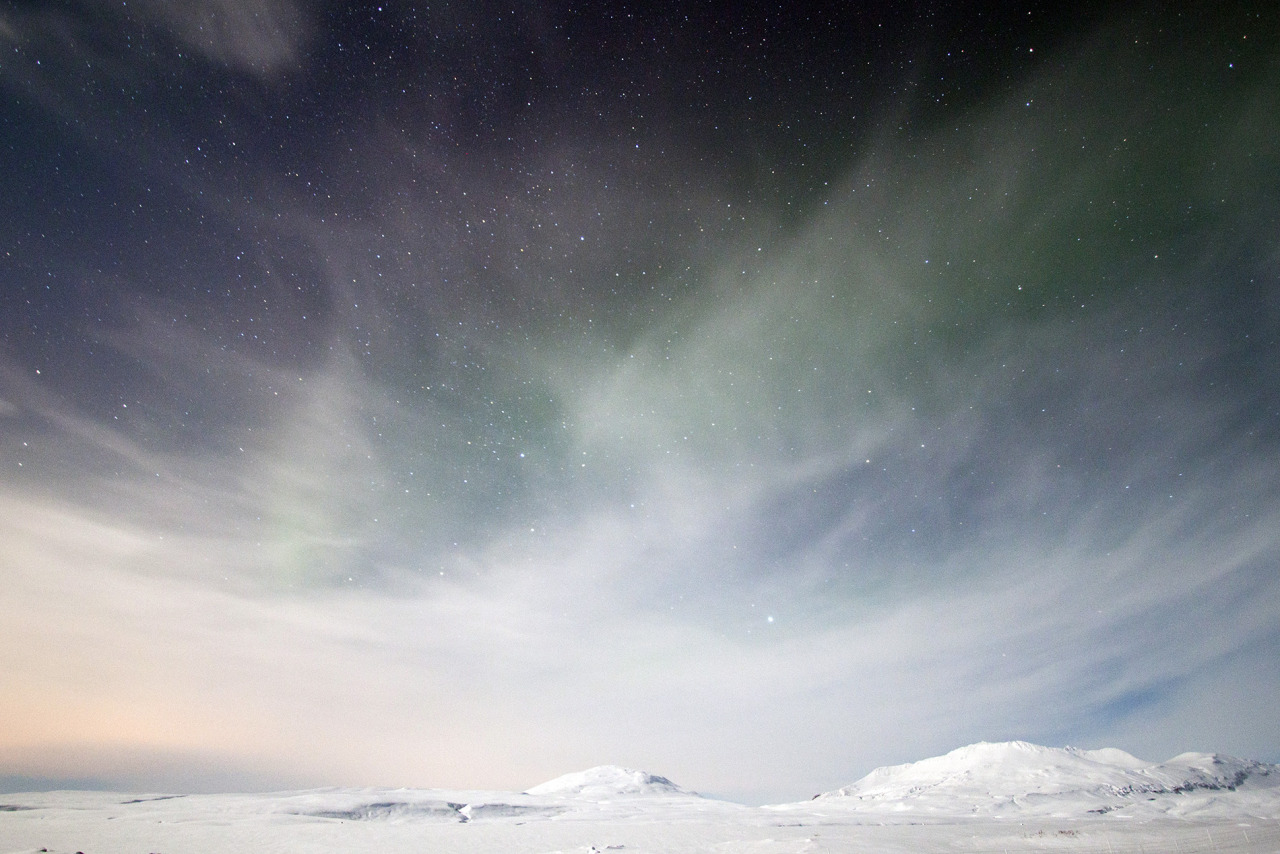  Iceland, just the hint of the aurora looking out to the mountains beyond Thingvellir.