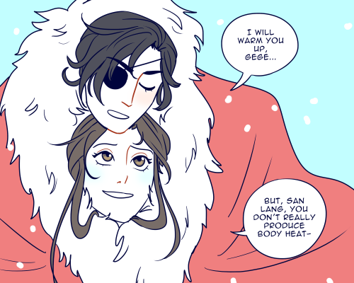 I really wanted to draw winter hualian in an oversized fur coat together