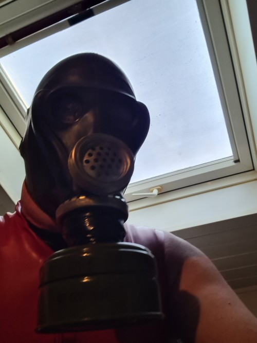 Me In Rubber Pluged At Home Office