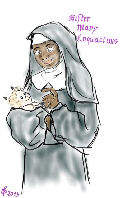 meltingpenguins:Getting down some Good Omens Headcanons, so have Sister Mary and an iddle-widdle Ant
