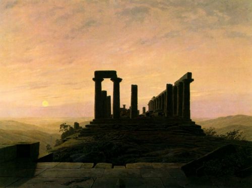 revoltagainsttime:The Temple of Juno in Agrigento (1828 - 1830)Caspar David Friedrich