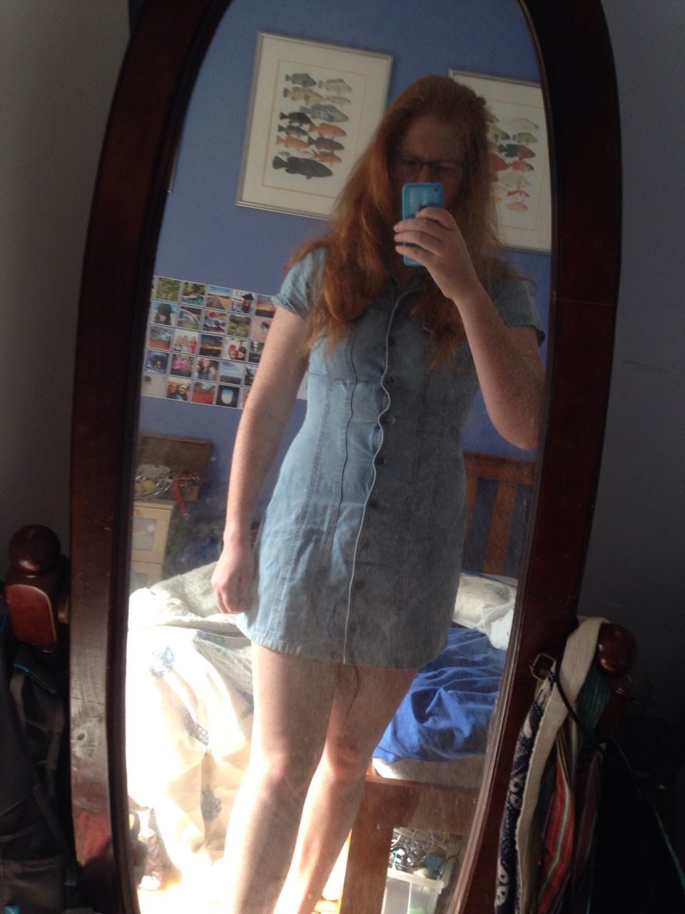 mygingerpubes:  spicygingerbiscuit: Retro denim strip set with my princess plug in