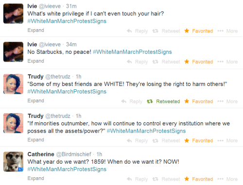 volcaniclungs:  Tweets addressing the White Man March.