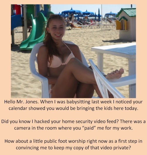 tangodeltawilli:  Hello Mr. Jones. When I was babysitting last week I noticed your calendar showed you would be bringing the kids here today.Did you know I hacked your home security video feed? There was a camera in the room where you “paid” me for