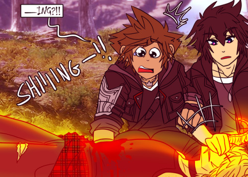 destiny-islanders:In which Sora gets freaked out by the chocobros for a change