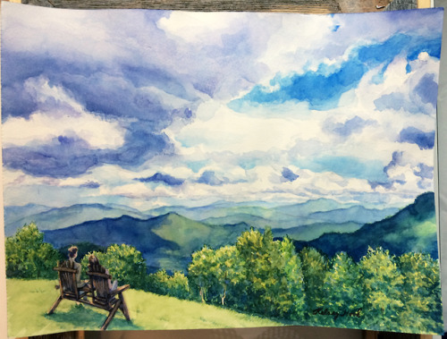 Watercolor painting of The Swag located in the Great Smoky Mountains in North Carolina, painted in N