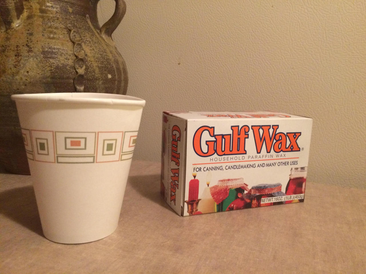 2 VINTAGE GULF WAX PARAFFIN WAX BOXES