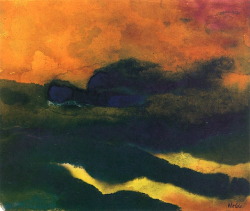 dappledwithshadow:  Steamer at SeaEmil Nolde circa 1937-1945 Private collection	Painting - watercolor Height: 22.2 cm (8.74 in.), Width: 27 cm (10.63 in.) 