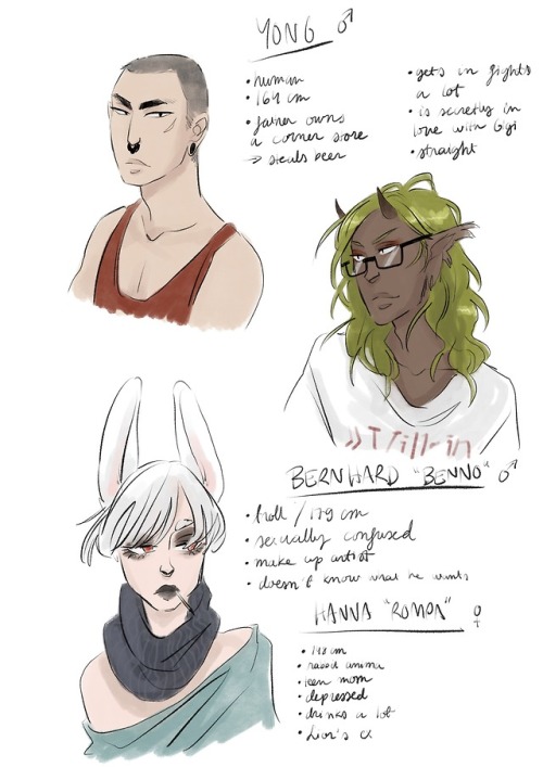 Character designs for Nova’s friends. The texts are impossible to read, but then again I bet n