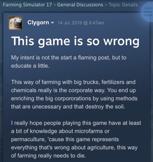 grimelords:really vibing with this guy going off about permaculture on the farming simulator ‘