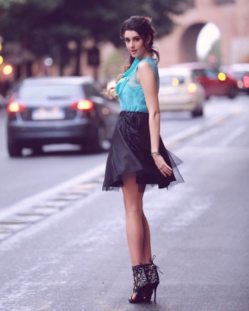 cockcagedme:#vignali #office #secretary #heels #legs #outfit #hot #satin #skirt #dress