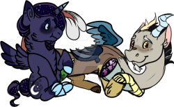 I cant draw but i hope Luna and Discord are