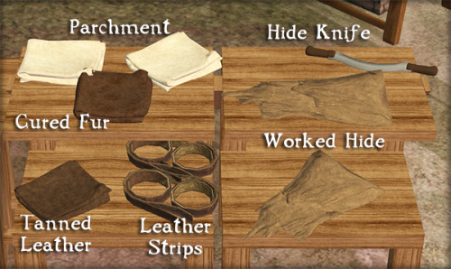 sunmoon-starfactory:Tannin’ Hides - Leather Tanning, Fur Curing & Parchment CraftingSims skilled