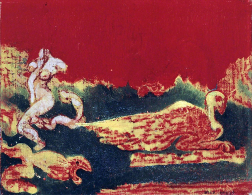 surrealism:  Nain Jaune by Max Ernst, 1935. Oil on canvas, 7 ½ × 9 ½ inches. 