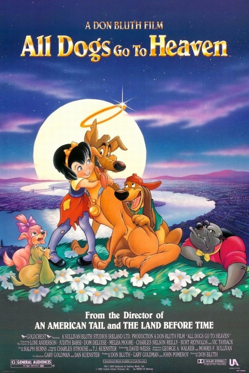 wannabeanimator:  Don Bluth’s All Dogs Go to Heaven was first released on November 17th, 1989.  Steven Spielberg was going to be the executive producer of this film and have it released under the Amblin banner, but left the project after creative differen