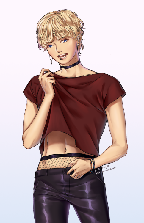 inspiration from a post on Instagram headcanoning about Taehyung wearing fishnet. couldn’t resist th