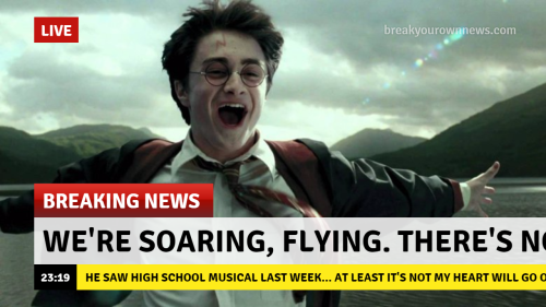 hiyokoven: captofthesswolfstar: imaginesharrypotter: Harry Potter + Breaking News Insp. (⚡) There is