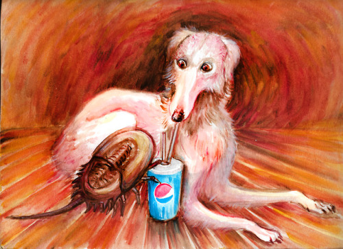 ink-the-artist:Two Dogs Sharing a Drink