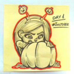 Day 01#inktober from yesterday!  In a Post-It,