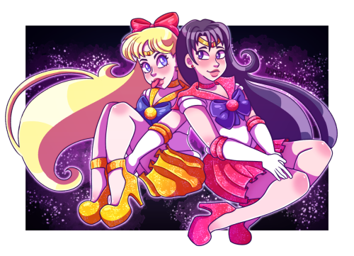  i haven’t drawn my sailor moon otp in a while, so here: have some reinako .o. 