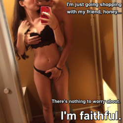 yourcheatinggirl:  Your girlfriend wanted to go out shopping with her friend, Tony. You were a little nervous at first.But she eased your nerves.