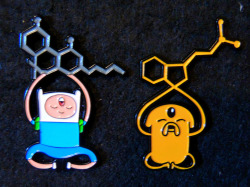 mysticalshamanjosh:  Finn’s holding a THC molecule, and Jake’s holding a DMT molecule.  I want ‘em so mucchhh 