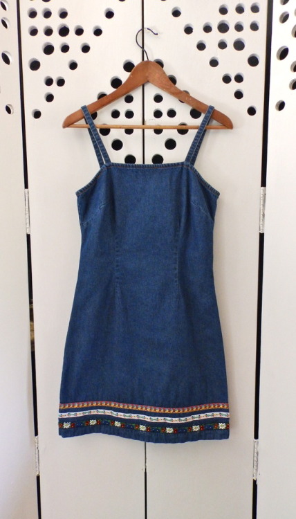 littlevisionsthrift: littlevisionsthrift: 90s fitted denim dress. size S littlevisionsthrift.etsy.co