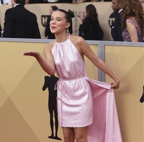 Millie Bobby Brown attends The 24th Annual Screen Actors Guild Awards in Los Angeles on January 21, 