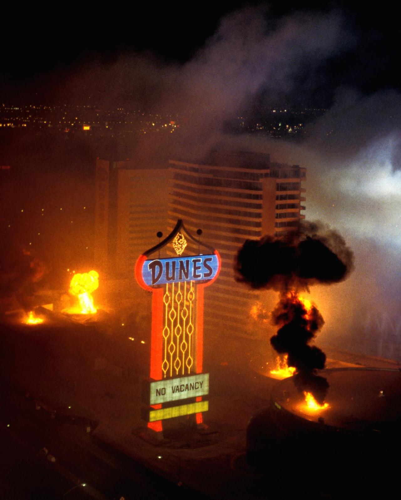 vintagelasvegas:  Dunes implosion, Oct. 27, 1993 “I shot it from the roof of the