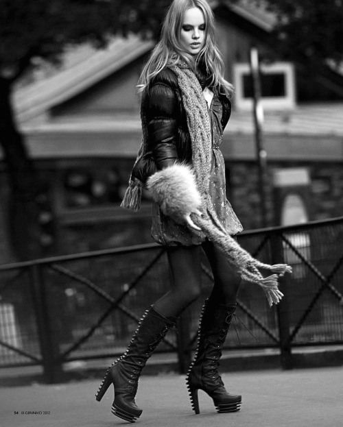 Unknown Model in Byblos Studded Knee High Boots. Tu Style Italy, 01.2012.