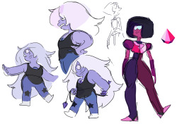 Concepts for New*Amethyst! At this time Garnet’s new colors weren’t 100% tied down, I wanted to work on them together to make sure they’d compliment each other.