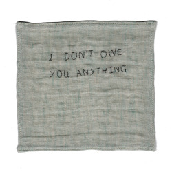 secretprettythings:Embroidered Handkerchief / Real Talk series / Holly Leonardson (by hollyleonardson)