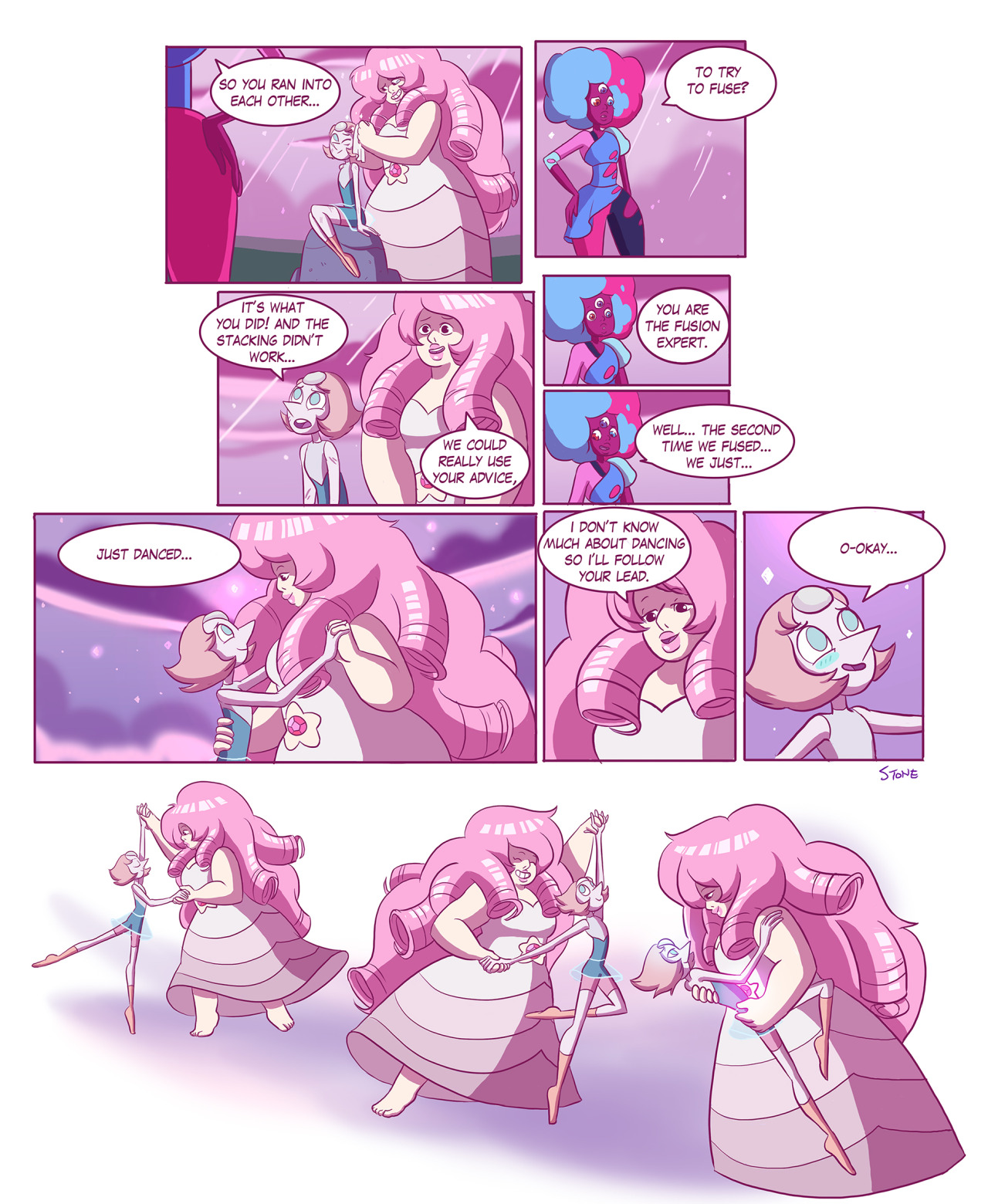 thesanityclause:  So!! I made a comic about Rose and Pearl forming Rainbow Quartz