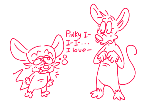 HII!!! What About Drawing Brain Being Uncharacteristically Affectionate To Pinky, And Pinky Being All