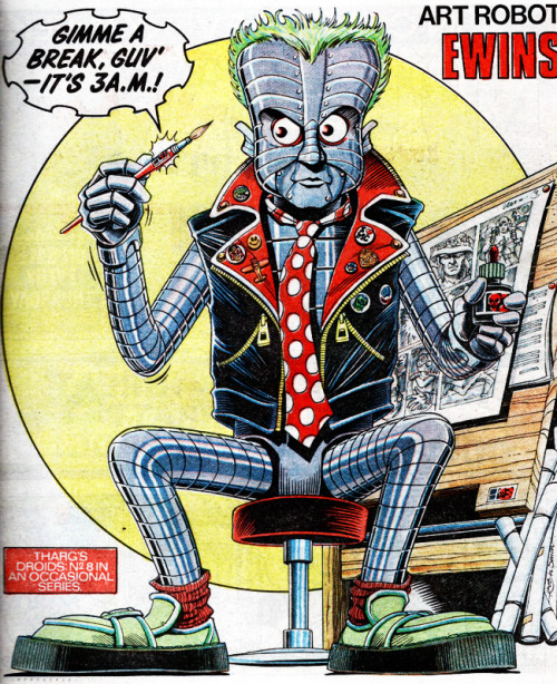 2000adonline:  The 2000 AD DroidsIt’s a well-known fact that the alien editor of 2000 AD, Tharg the Mighty, ensures that the highest levels of Thrill-power are packed into every page of the Galaxy’s Greatest Comic by keeping his creator droids in