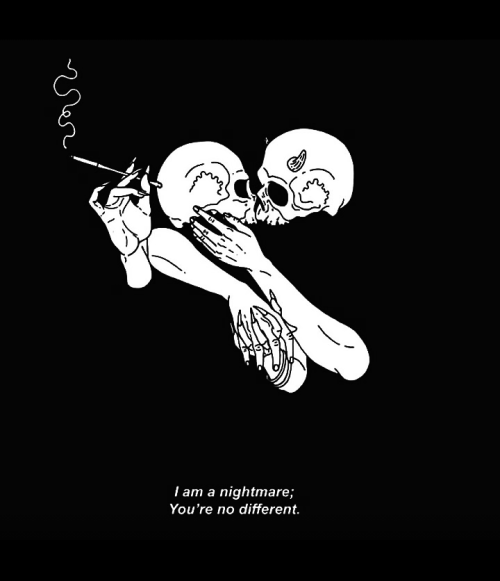 blood-stained-razorblades:  We are the same, you and I.Originally by: Death & Milk