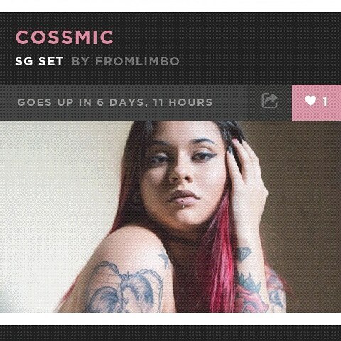 6 días 11hrs ⌚ Para que sea publicado el nuevo set de @cossmicgyal en @suicidegirls Suscribete a la 