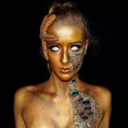 grumpy-white-girll:  sixpenceee:  Written by Lara Writh “I am a 16-year-old Australian self-taught special effects makeup artist. I make myself into all sorts of crazy things for fun and post them on my Instagram account in the hope of inspiring more