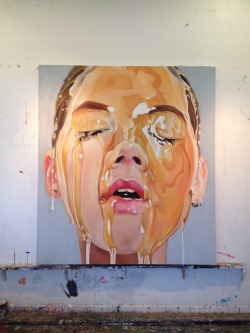 slightart:  Liza Feurtado &ldquo;Honey Girl&rdquo; Acrylic on canvas. 