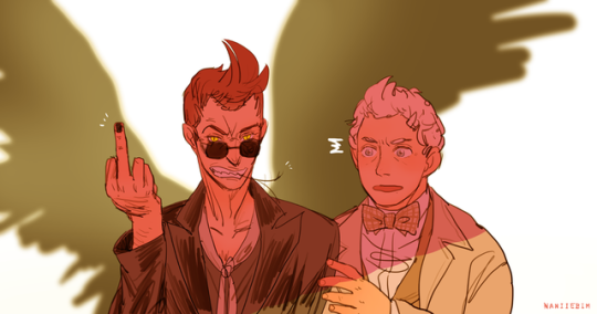 Crowley and Aziraphale, ineffable partners. PLEASE DO NOT REPOST/ USE MY WORK! ^^;;