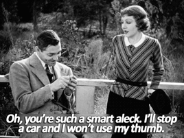 deeply-troubled-mind:  sandandglass:  It Happened One Night (1934)  Per una donna.