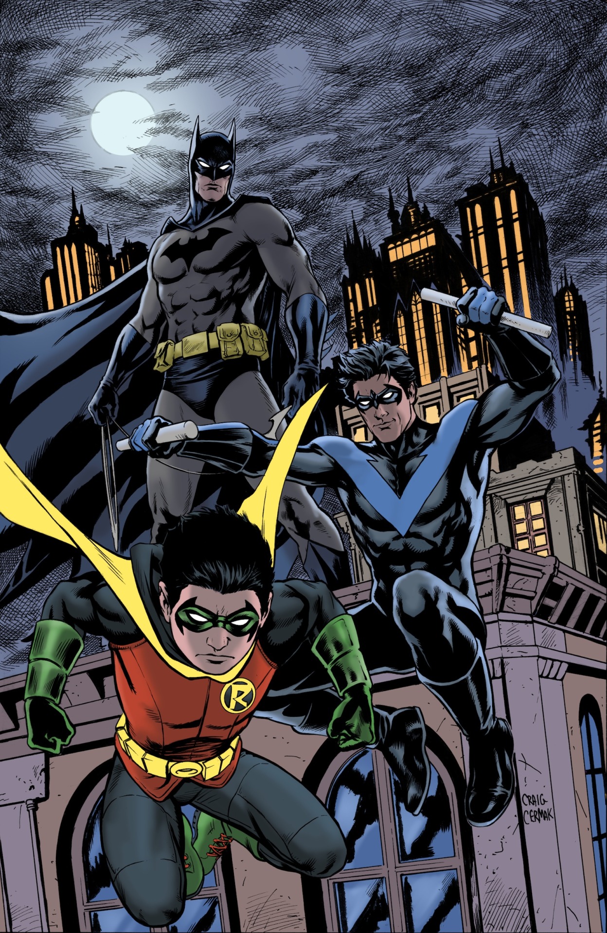 CRAIG CERMAK — Newly colored piece of Batman, Nightwing, & Robin...