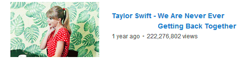  Taylor Swift /  Most Popular Music Videos 