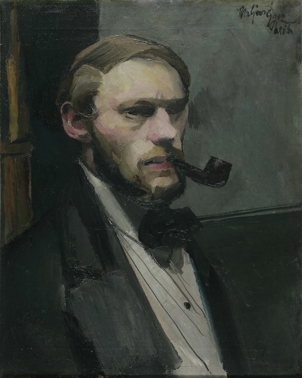 Miroslav Kraljević (Croatian, 1885–1913)A self-portrait with a pipe, 1912
