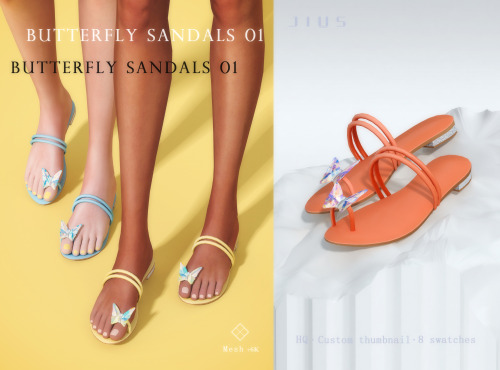 jius-sims:Flower &amp; Butterfly Collection Part II [Jius] Butterfly Sandals 01 8 swatchesSuitable f