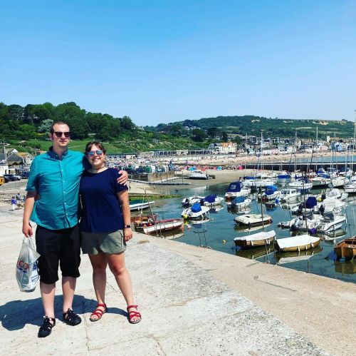 Lovely day out with @merccaccia and @cnrprice #westcountryadventure (at Lyme Regis Beach) ww