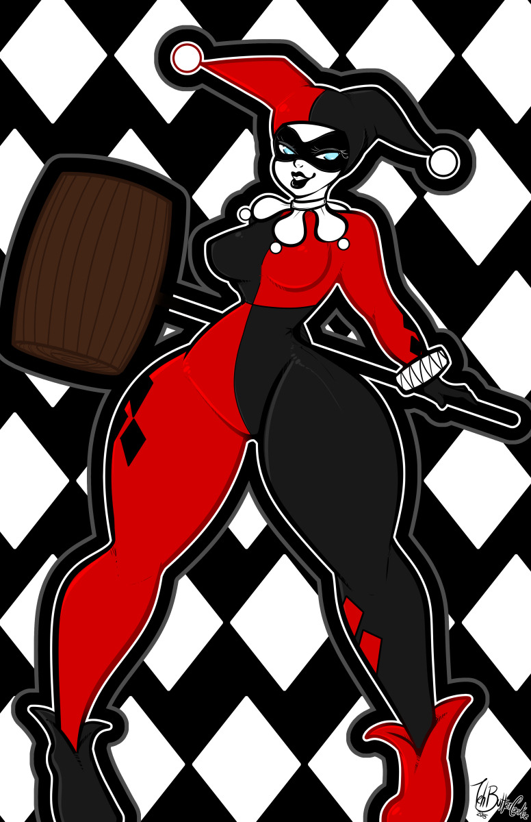tehbuttercookie:    A print I did of the lovely Harley Quinn for PRCC, Enjoy!  