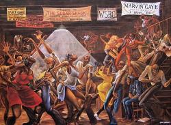 misunderstoodkiki:  uncommon-genius:  blackourstory:  Ernie Barnes (1938-2009). Sugar Shack. Oil on Canvas. 1976   I want a replica of this    Me too 